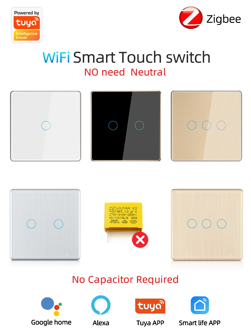 2023 New Design Switch Set The Scheduled / Countdown Timer to Turn on / off at The Specified Time Smart Zigbee Wall Switch Single Fire Line Use No Need Capacity