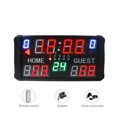 Tabellone segnapunti digitale per pallacanestro/tennis/pallavolo Tabellone segnapunti alimentato a 10 cifre da 4 pollici con telecomando