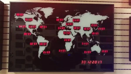 Orologio da parete a LED con datario digitale e fuso orario mondiale