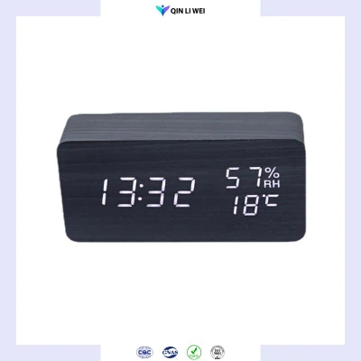 Orologio in legno con display LCD più grande per lo sleep timer in camera da letto